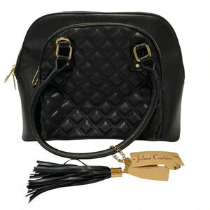 NWT Jolene Couture Women's Handbag Shoulder Bag Zip Top Closure Black